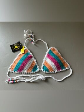 NWT Body Glove AMELIA Crocheted Triangle Lightly Lined Bikini Top MEDIUM